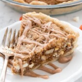 Pumpkin Cookie Pie slice with a fork on a white plate