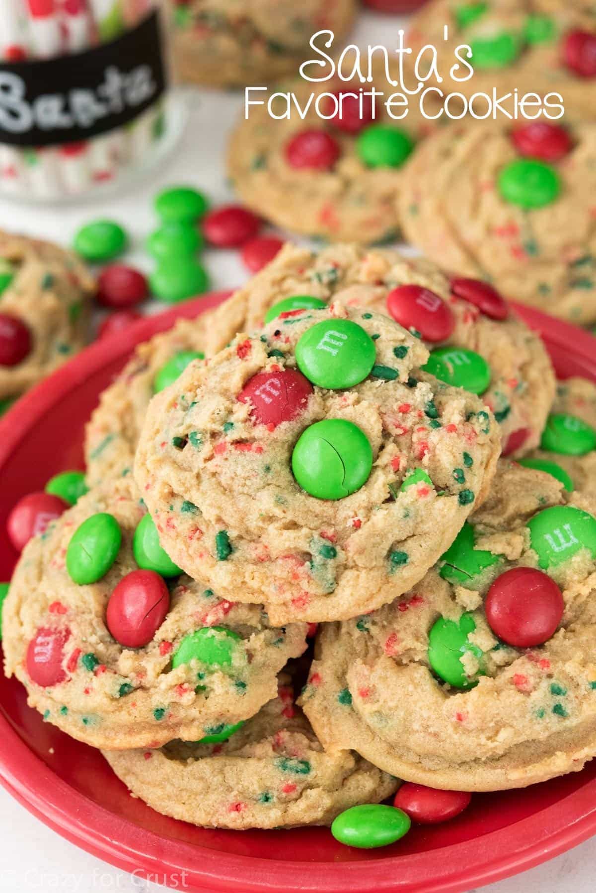 Santas Favorite Cookies - they must be because they're so good! And easy pudding cookie recipe filled with brown sugar and Christmas candy!