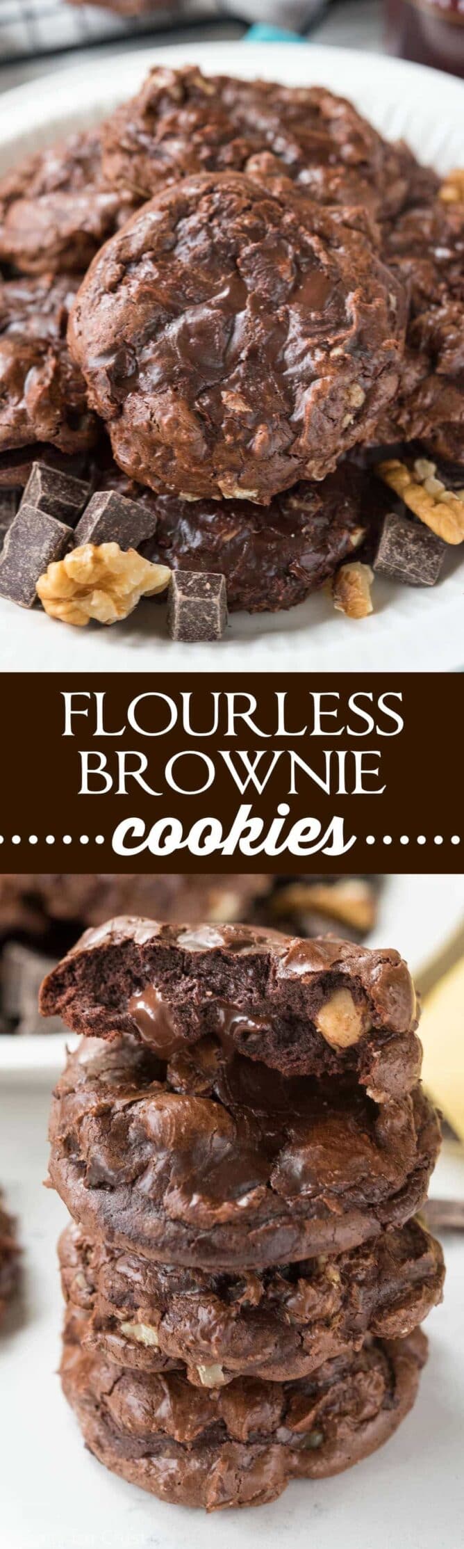 Collage of Flourless Brownie Cookies