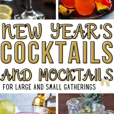 collage of 4 cocktails with words