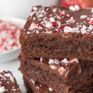 Stack of peppermint mocha brownies