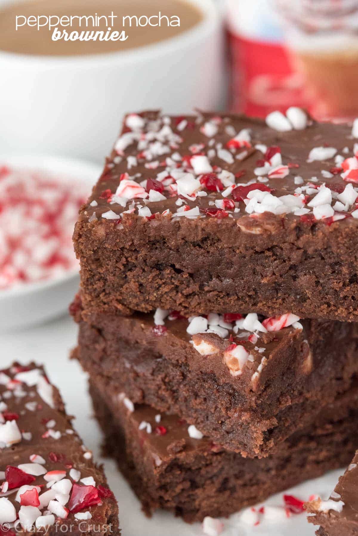 thick and fudgy peppermint mocha brownies