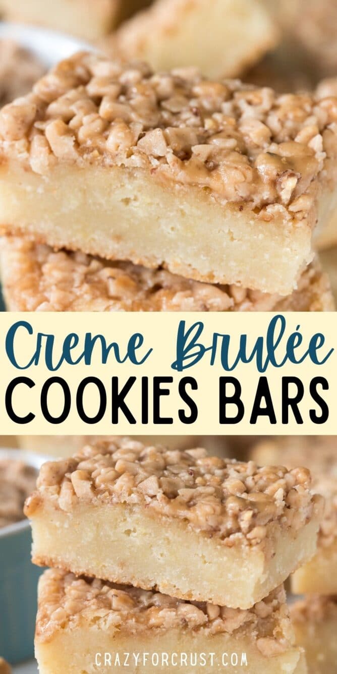 collage of two photos of creme brûlée bars