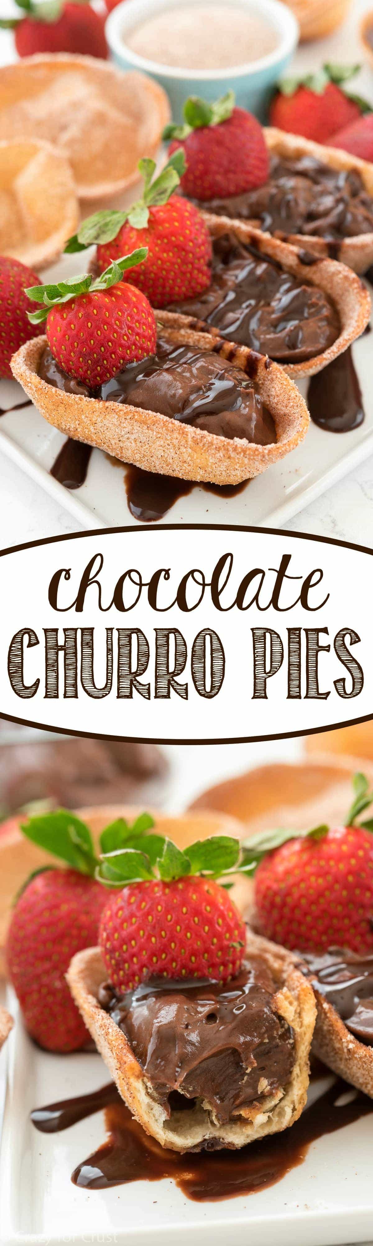 Chocolate Churro Pies collage photo