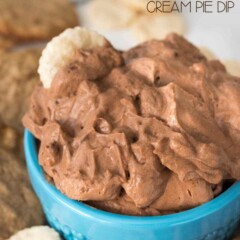 This chocolate cream pie dip is perfect with pie crust dippers!
