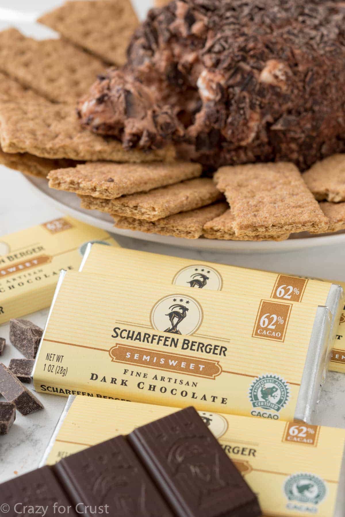 Scharffen Berger Chocolate used in making a chocolate s'mores cheeseball.