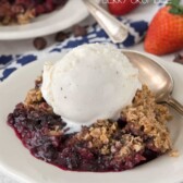 This slow cooker berry crumble is an easy dish that can be made and left to cook.