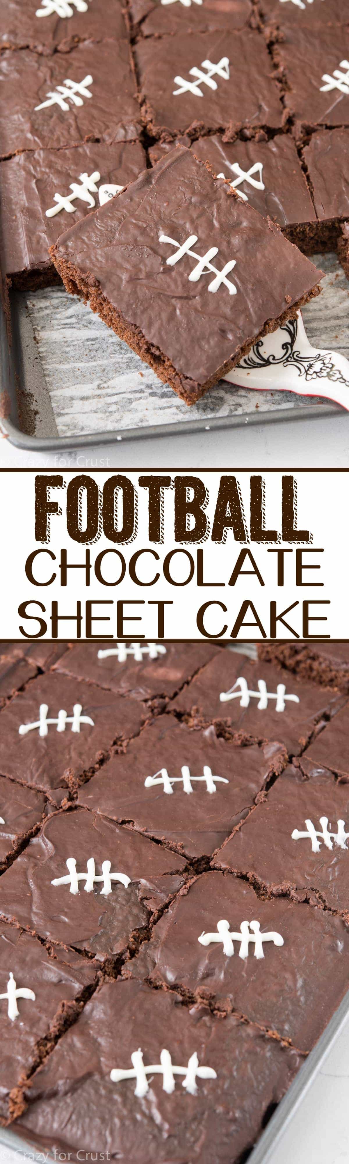 Turn an easy BETTER chocolate sheet cake recipe into one that's perfect for watching FOOTBALL! It's a FOOTBALL Chocolate Sheet Cake!