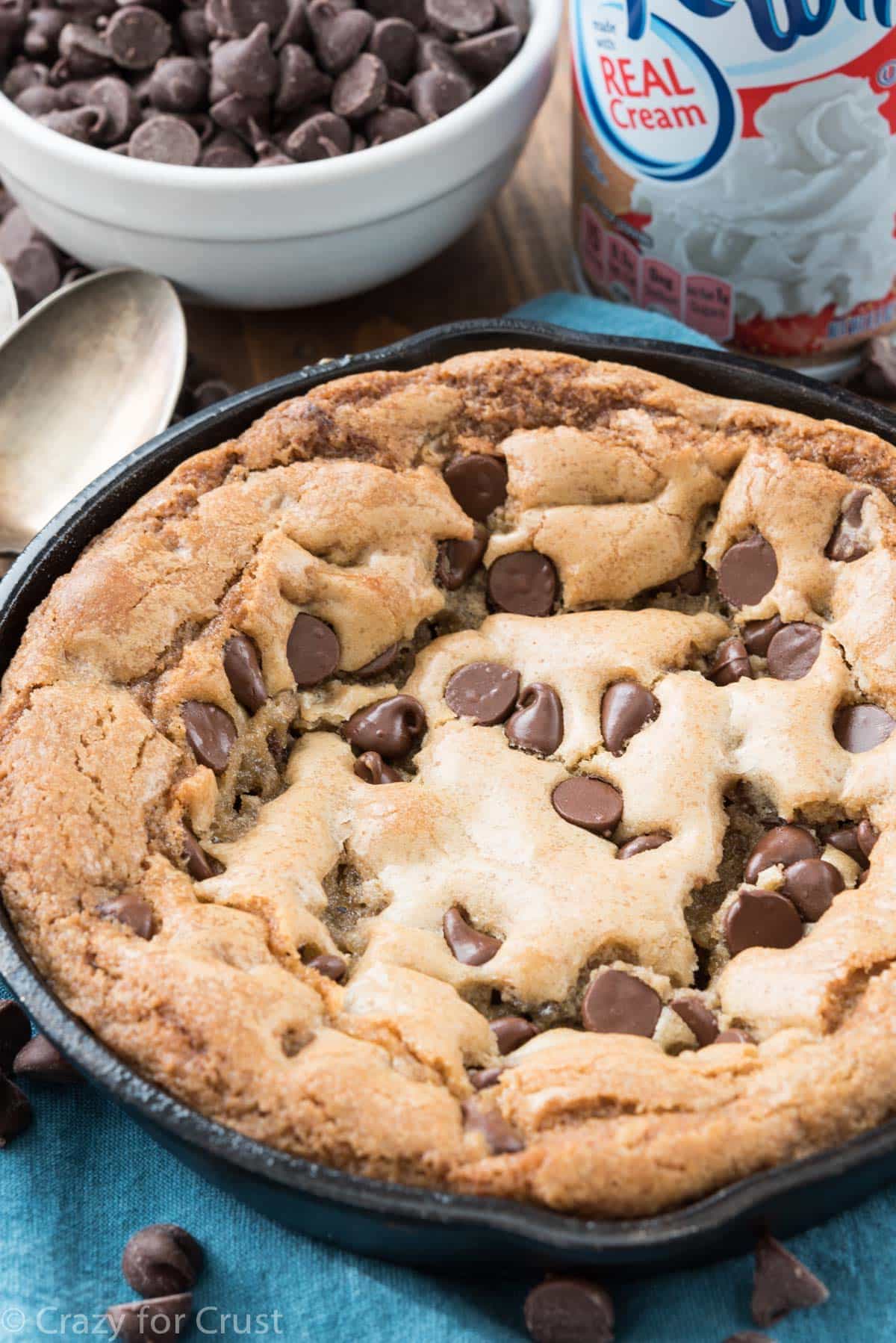 Small Batch Chocolate Chip Skillet Cookie {for 2} - Crazy for Crust