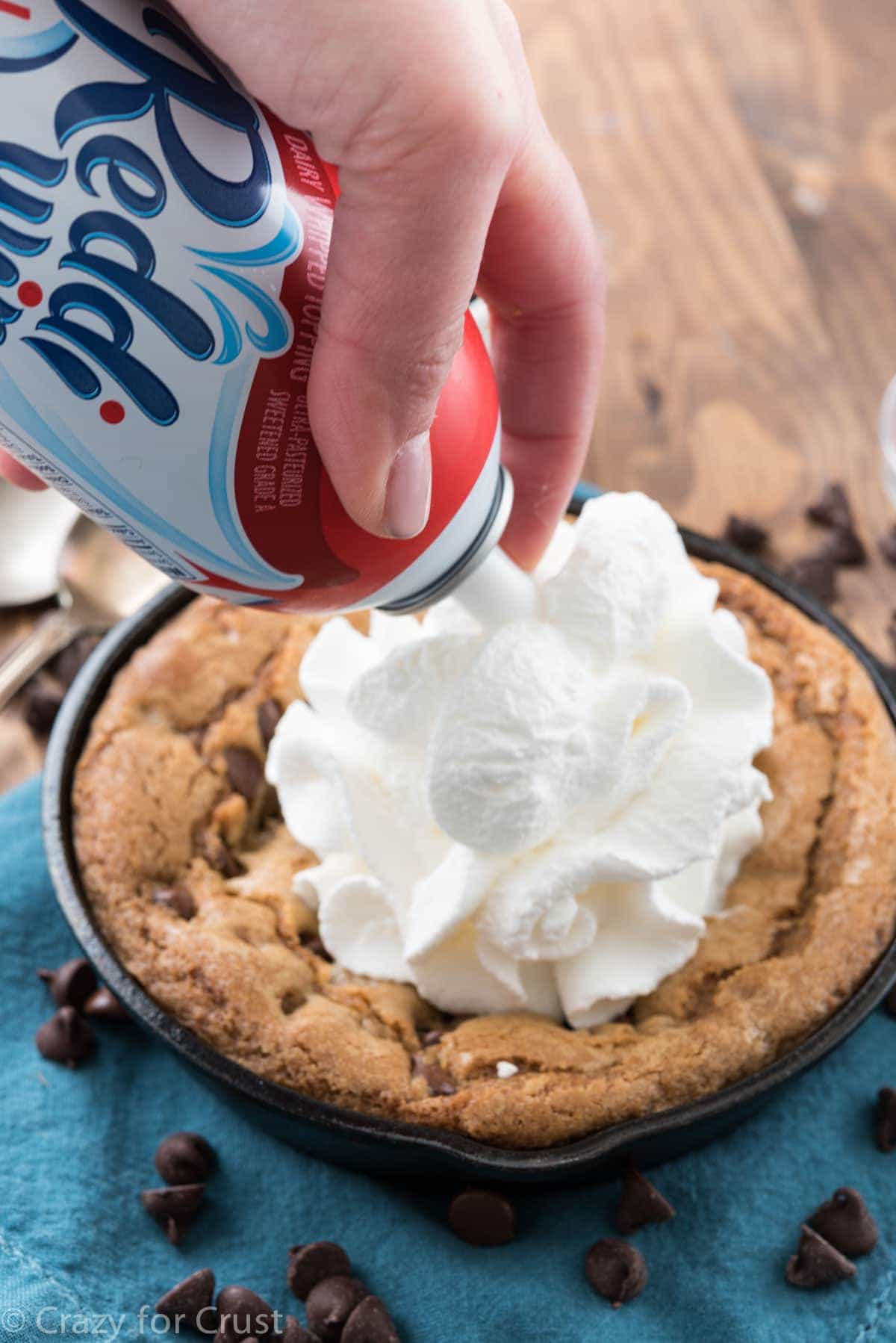 Skillet Chocolate Chip Cookie for two - better with whipped cream!