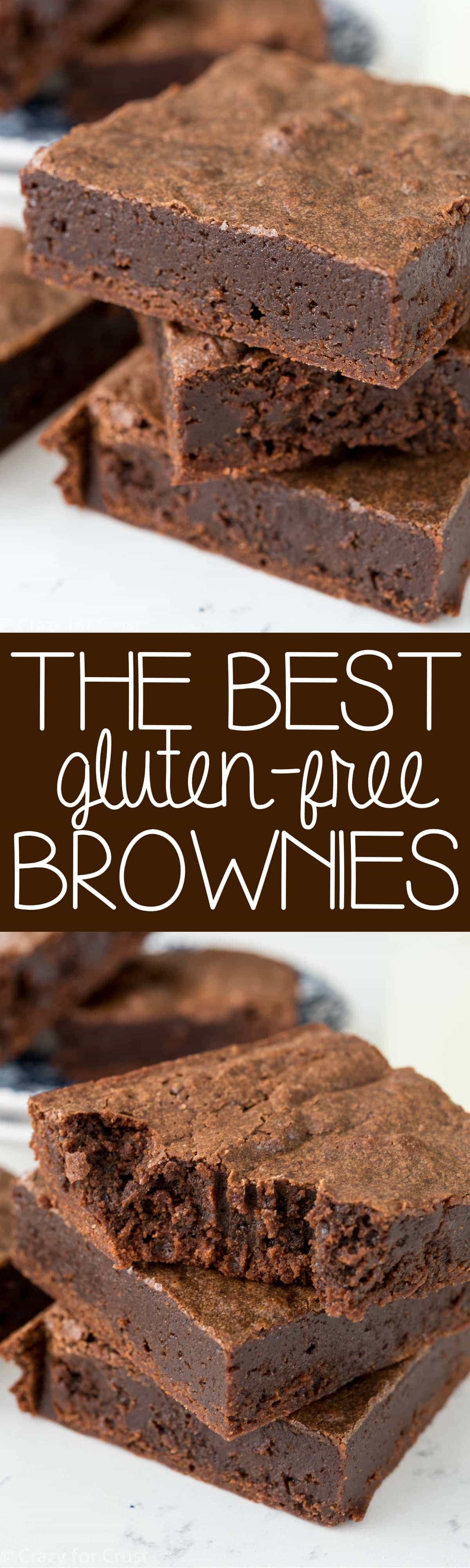 These are the BEST Gluten-Free Brownies!! It's an easy brownie recipe that yields super fudgy brownies! Even if you're not GF, you'll love these.