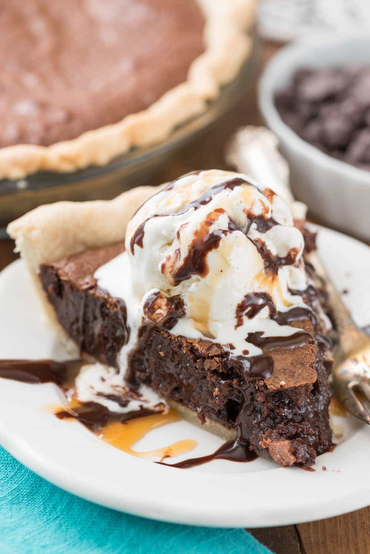 This is the BEST Brownie Pie Recipe and it's completely from scratch! Gooey, fudgy, and chocolatey - it's an EASY pie recipe you NEED!