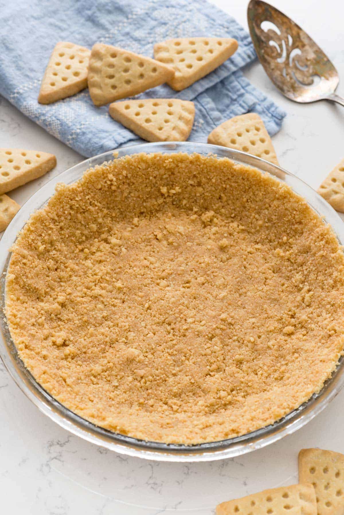 The BEST Shortbread Crust Recipe - this easy shortbread crust is made from shortbread cookies and is perfect for any no-bake pie recipe!