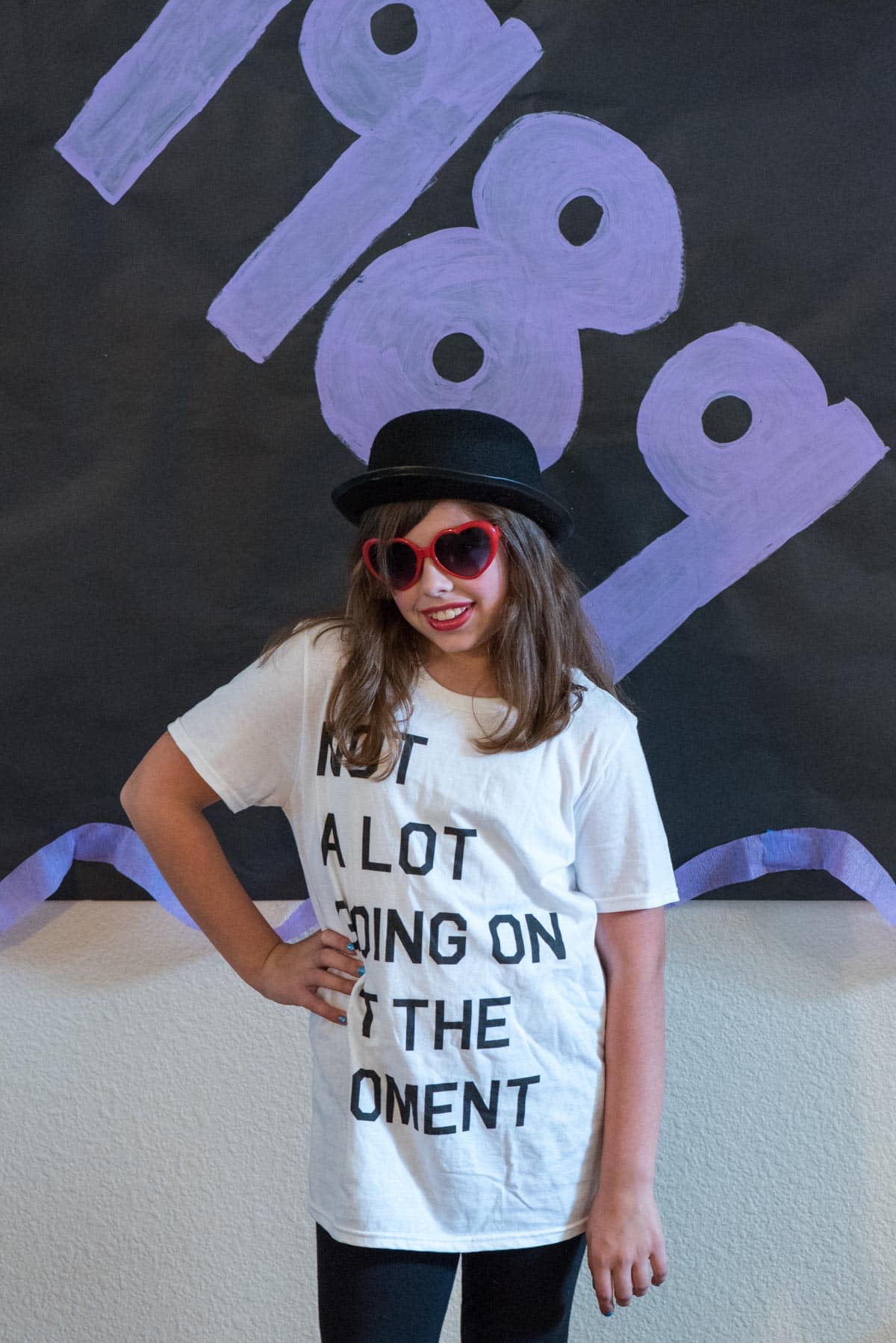 Taylor Swift Party outfit and photo backdrop - easy to put together and the kids will love it.