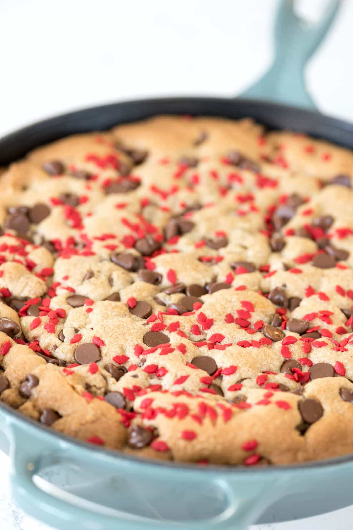 Giant Skillet Cookie Cake - this easy cookie is the BEST chocolate chip cookie ever and it's baked in a skillet!