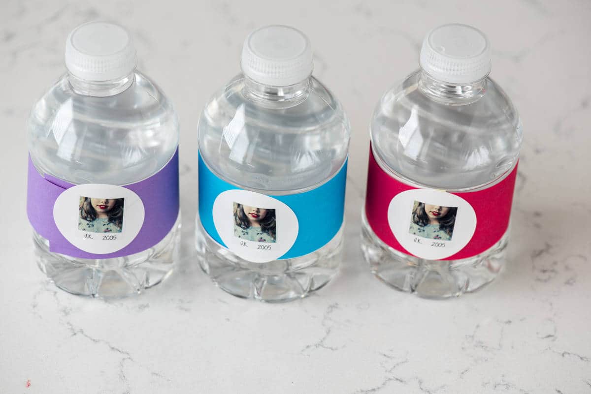 Taylor Swift Party - make easy water bottle covers with construction paper and labels.