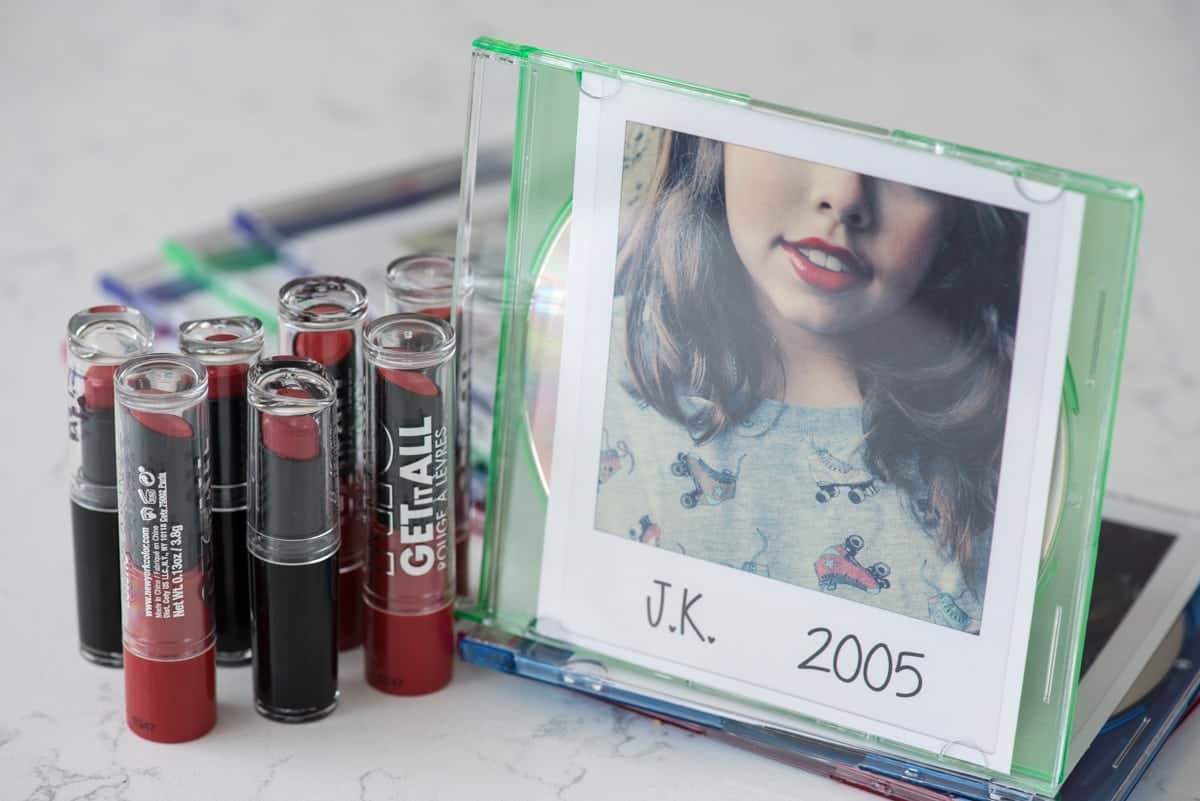 Taylor Swift Party favors - red lipstick and homemade CDs!