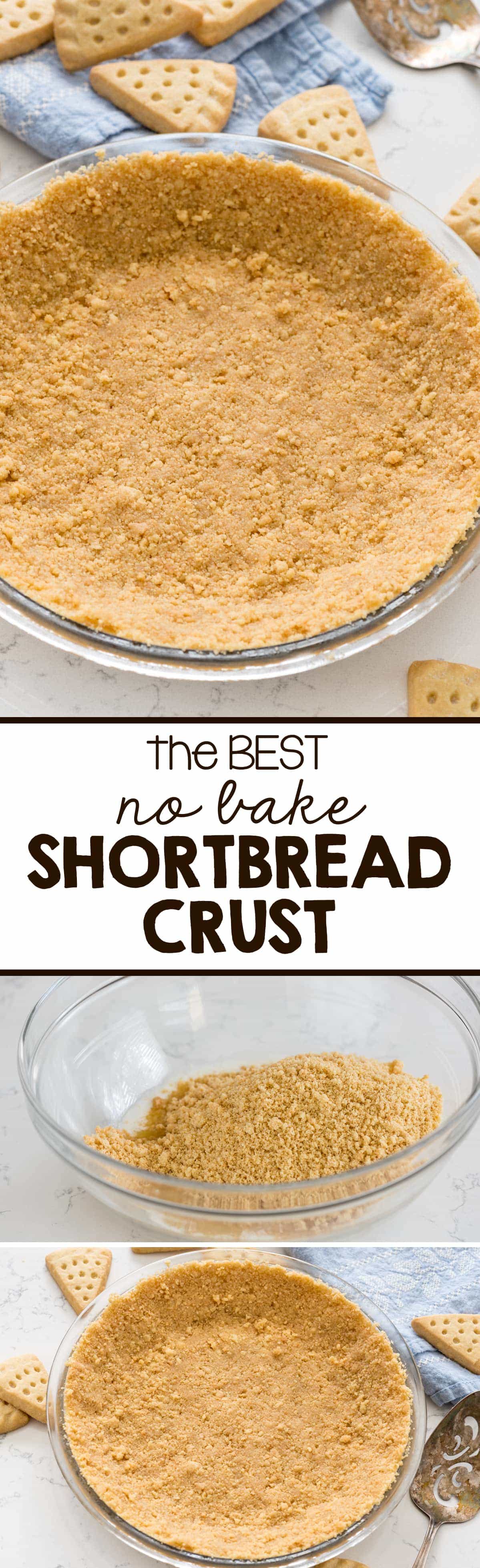 The BEST Shortbread Crust Recipe - this easy shortbread crust is made from shortbread cookies and is perfect for any no-bake pie recipe!