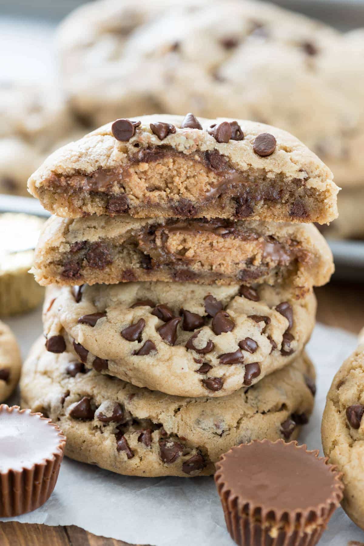 Reeses Stuffed Chocolate Chip Cookies