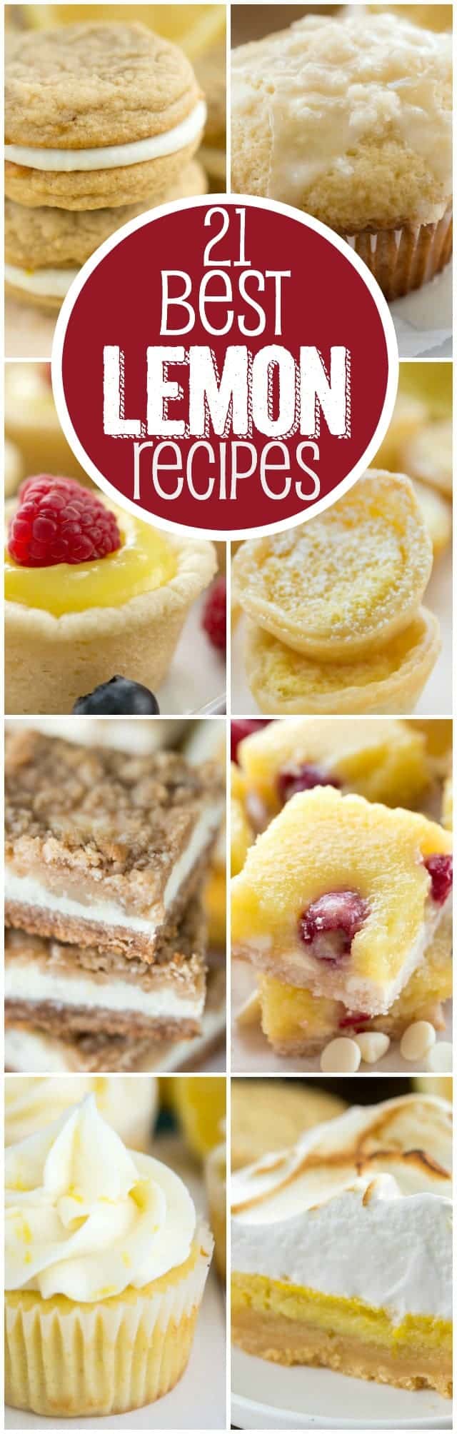 These are the 21 BEST Lemon Dessert Recipes! From lemon cupcakes to cheesecake, pie, muffins and more you'll find something LEMON you LOVE!