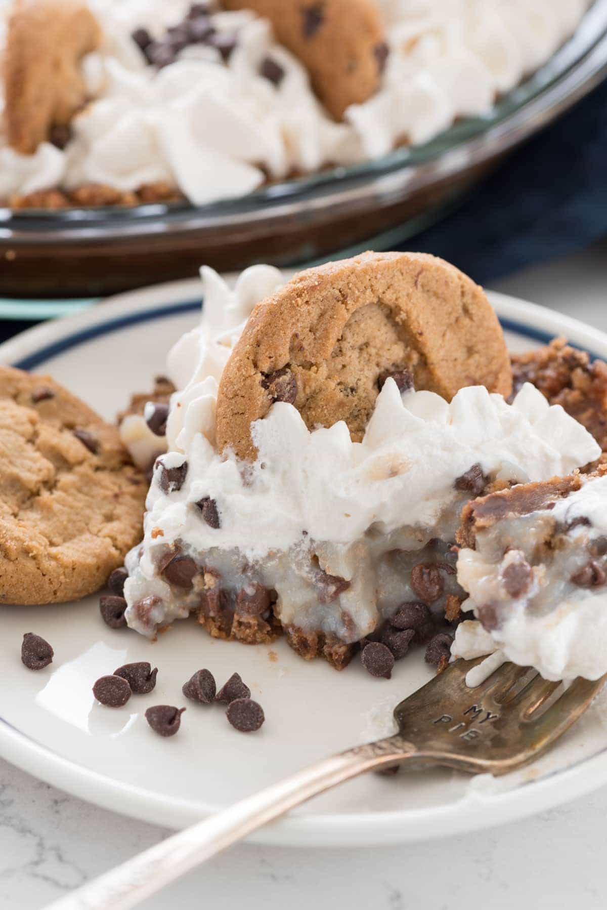 No Bake Chocolate Chip Cookie Pudding Pie Crazy For Crust