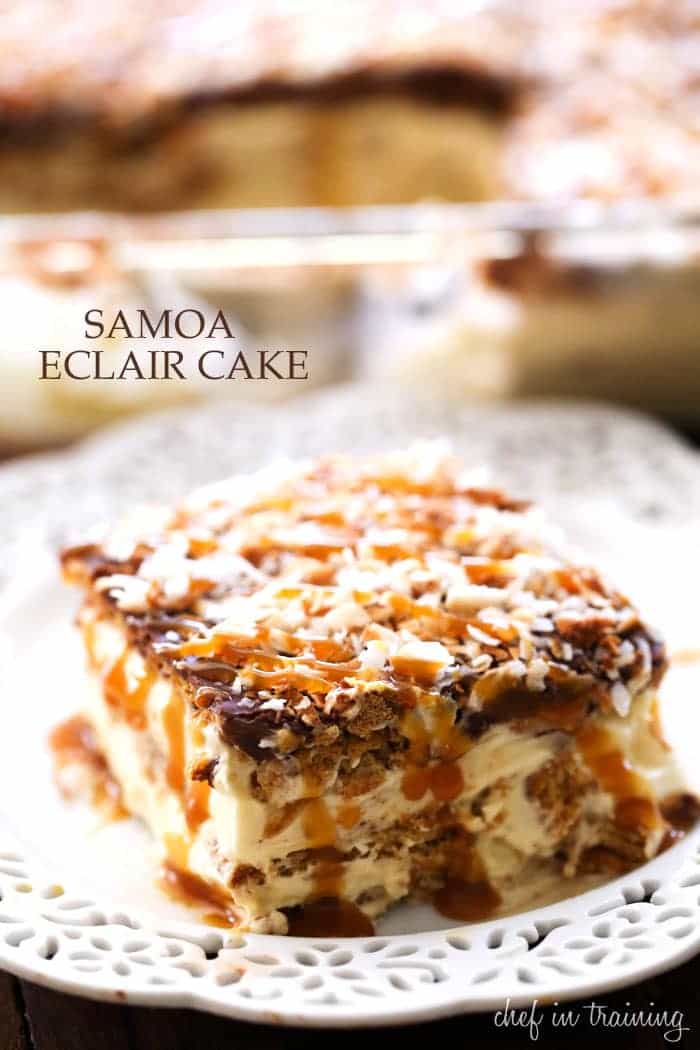 No Bake Samoa Eclair Cake
