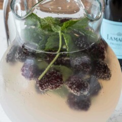 Pitcher of lemonade prosecco punch