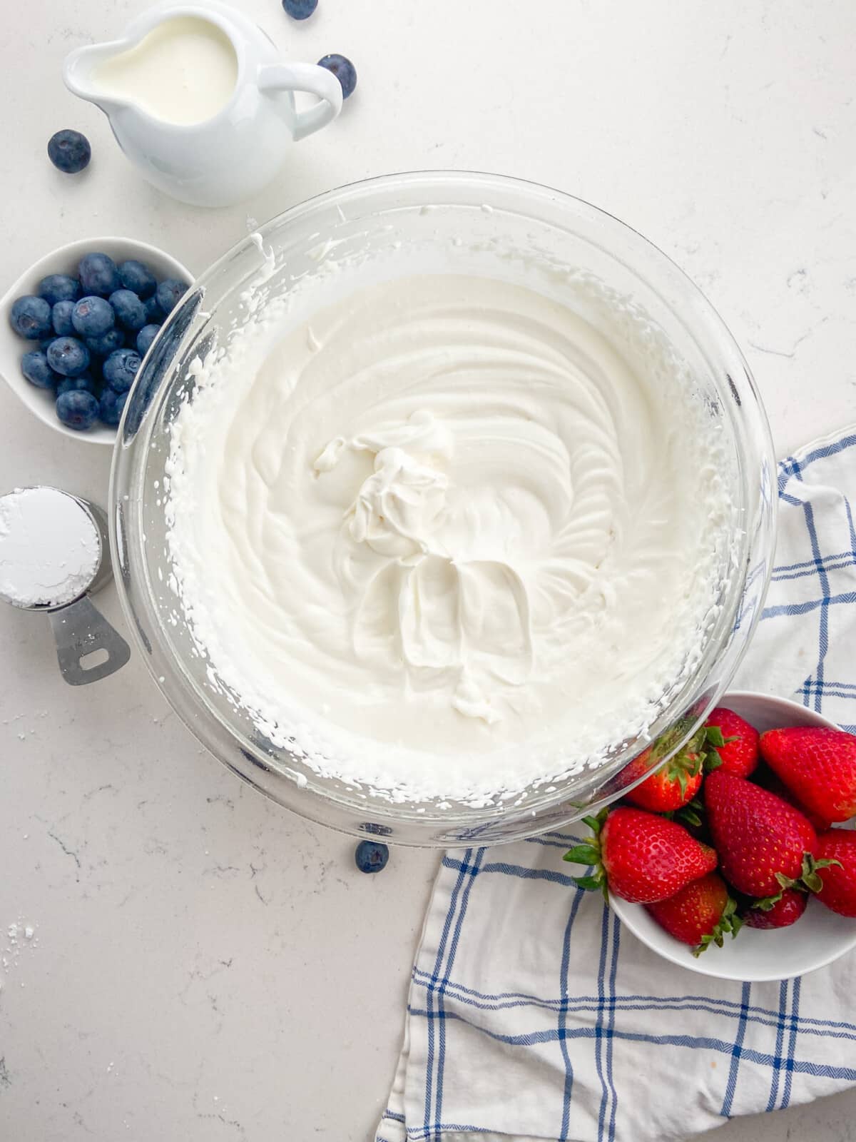 bowl of whipped cream.