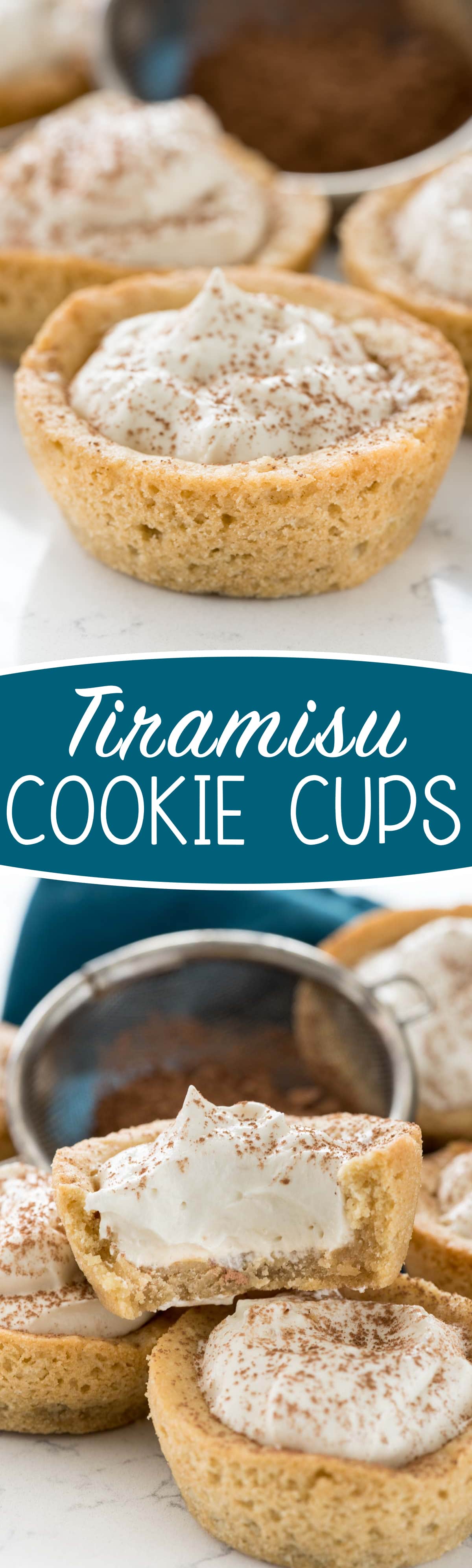 Tiramisu Cookie Cups - these easy from scratch sugar cookie cups are filled with my favorite tiramisu mousse! My family loved them!