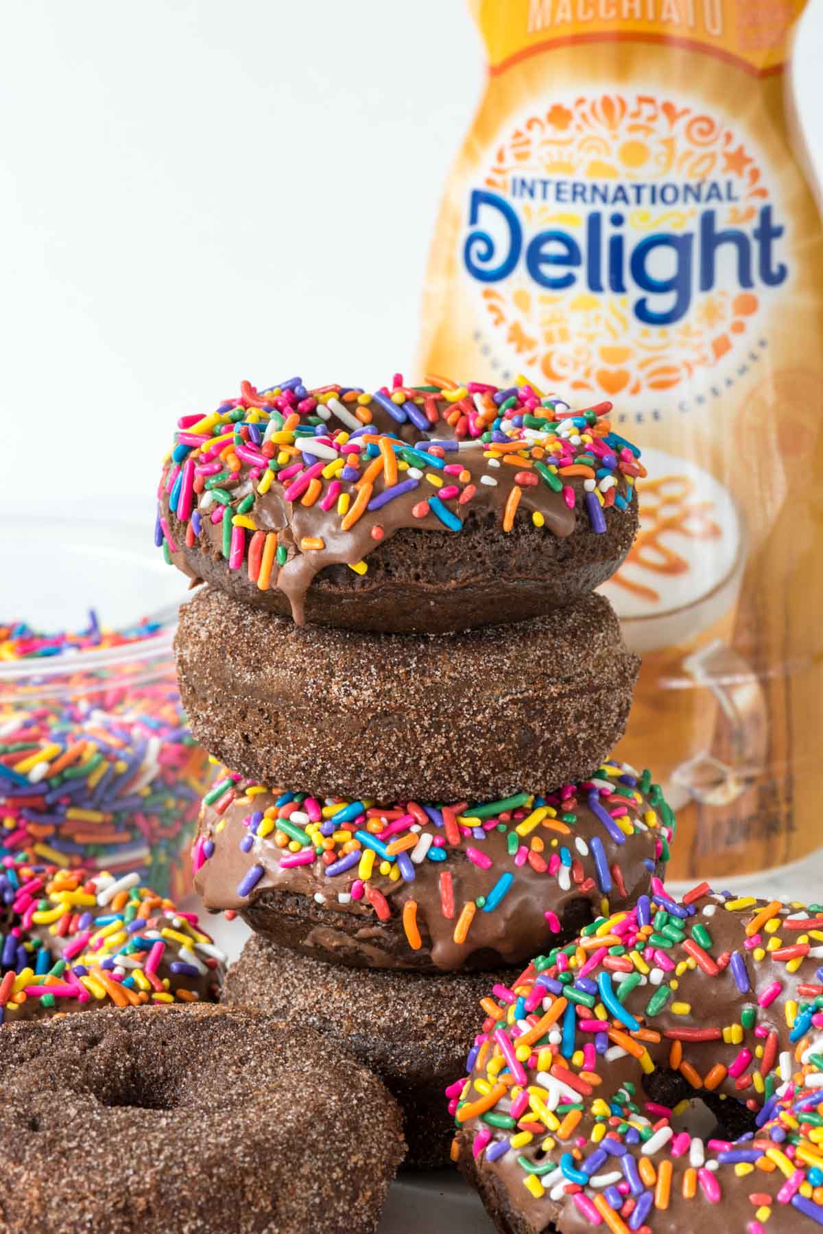Baked Chocolate Donuts Recipe two ways: Glazed and Cinnamon Sugar Churro