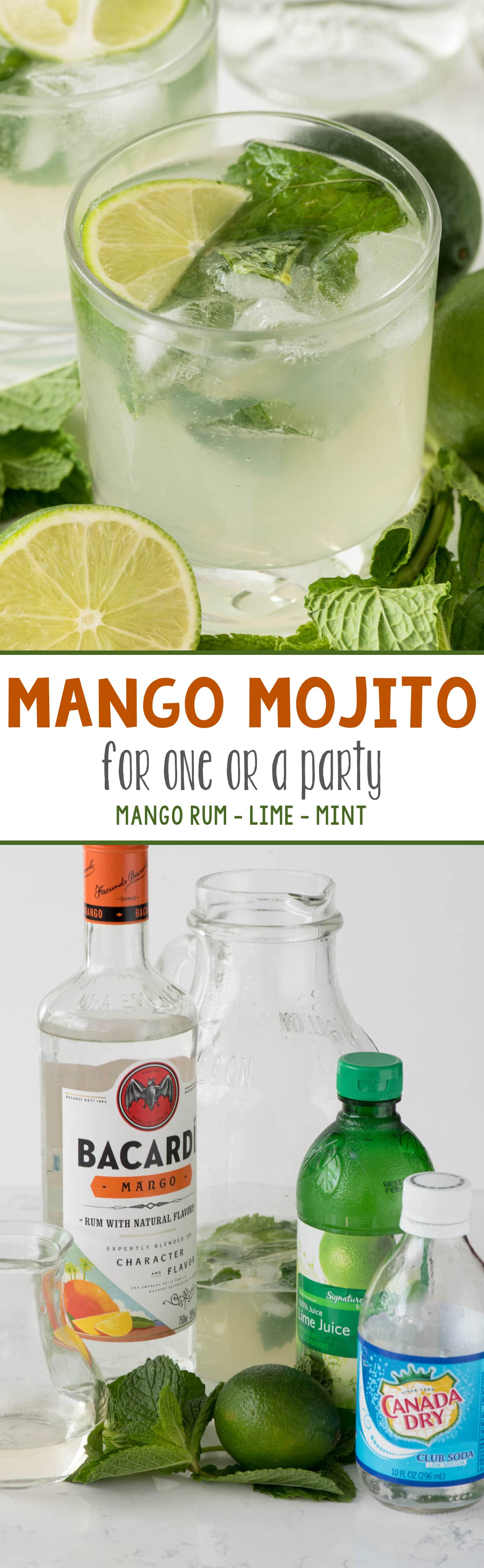 Mango Mojito - this easy cocktail recipe is like drinking a mojito at the beach! Infused with mango flavor, it's a simple drink for one or it makes a pitcher!