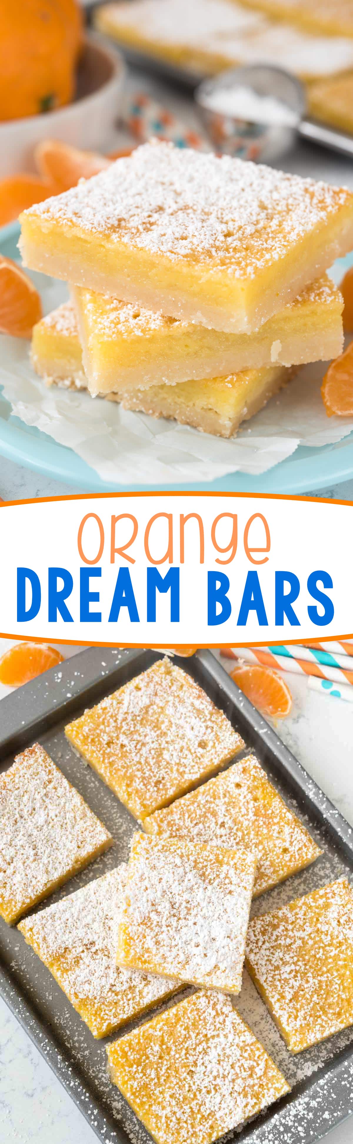 Orange Dream Bars - this easy recipe is like a lemon bar but using orange! The perfect citrus recipe, tart and sweet with a shortbread crust.