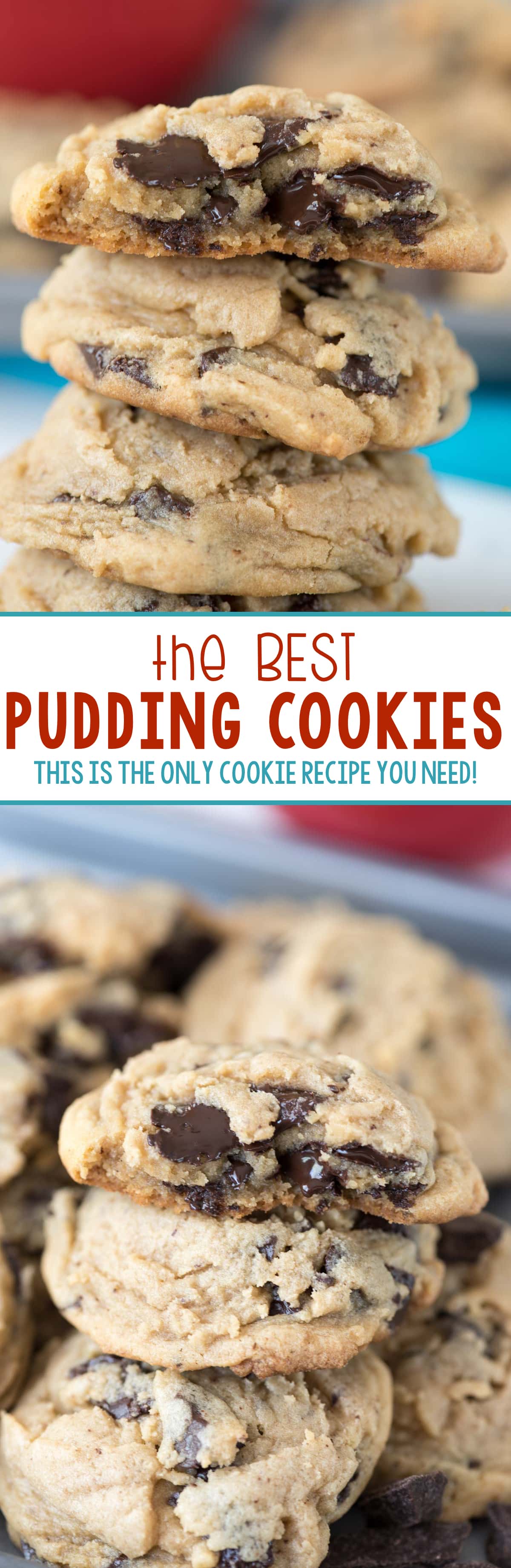 BEST Pudding Cookies Recipe - this is the only cookie recipe you need! Use your favorite pudding mix to make the softest, puffiest cookies that stay fresh for days!