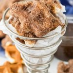 Easy churro bites in a waffle cone holder