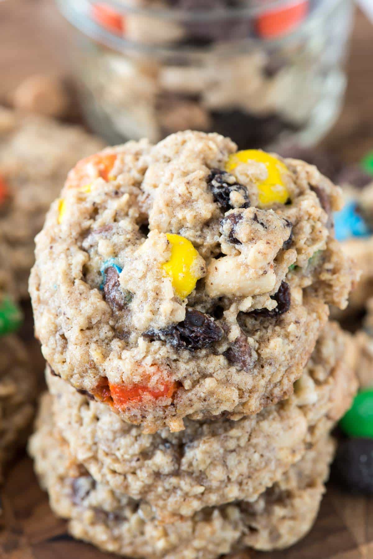 Trail Mix Oatmeal Cookies - this easy cookie recipe starts with a Krusteaz cookie mix. You'll be amazed at how they taste!