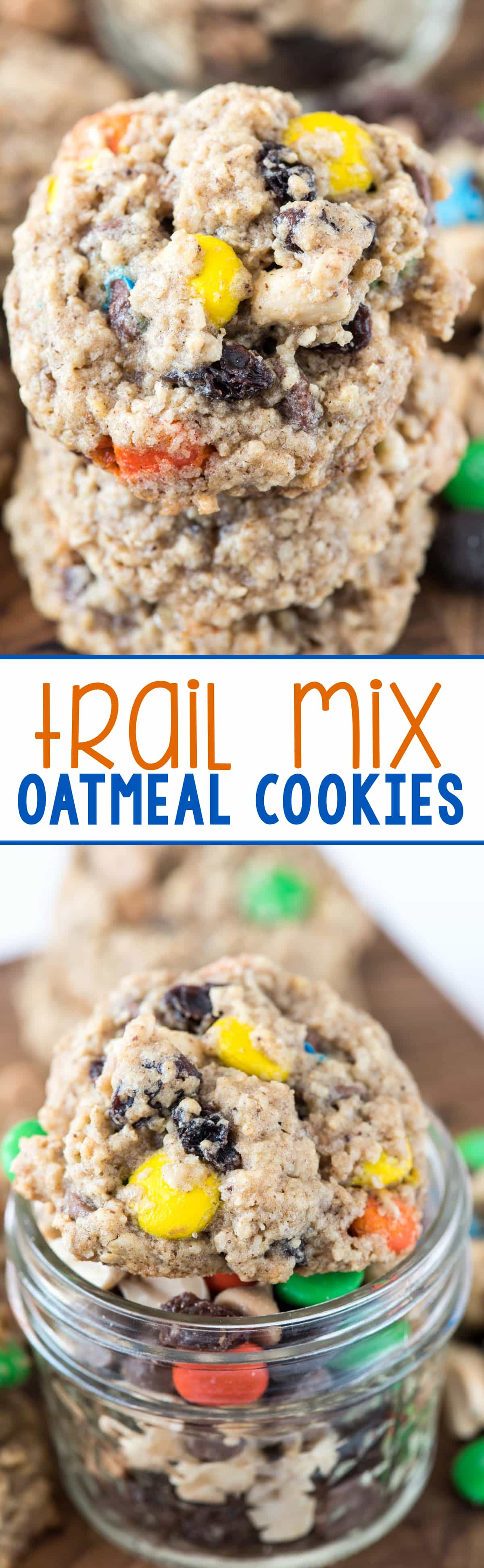 Trail Mix Oatmeal Cookies - this easy cookie recipe starts with a Krusteaz cookie mix. You'll be amazed at how they taste!