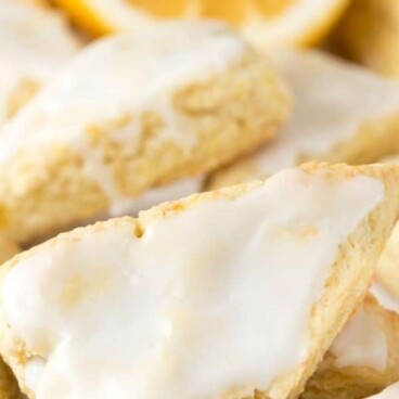 closeup of lemon scone