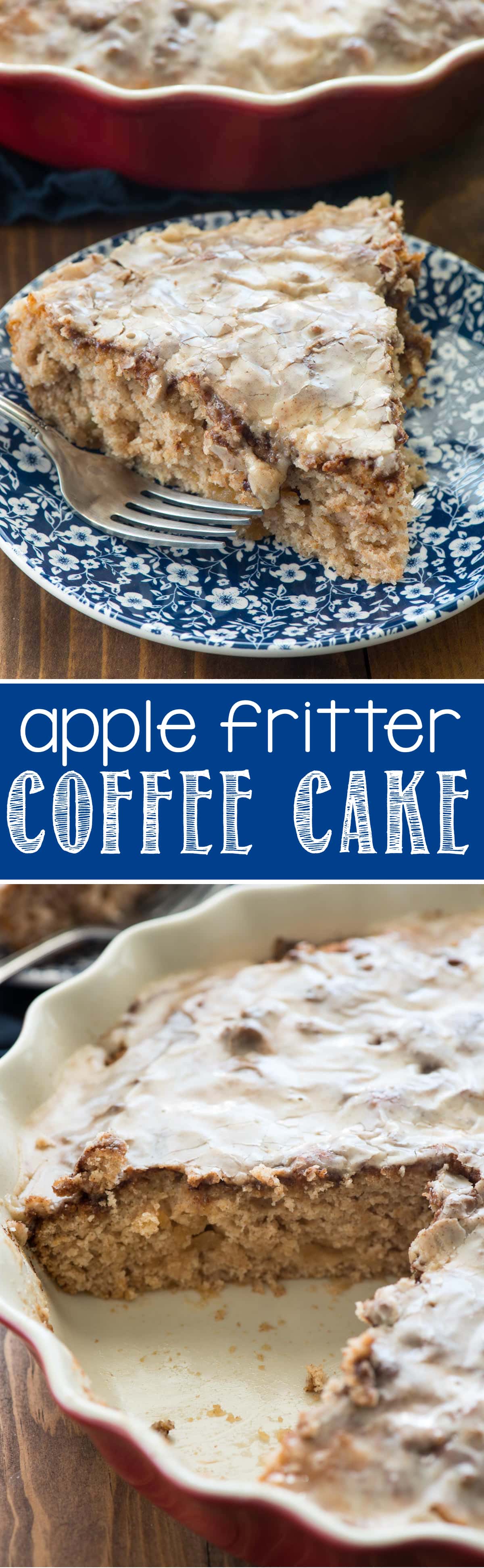 Apple Fritter Coffee Cake - this EASY coffee cake recipe tastes JUST like an apple fritter, complete with the glaze!