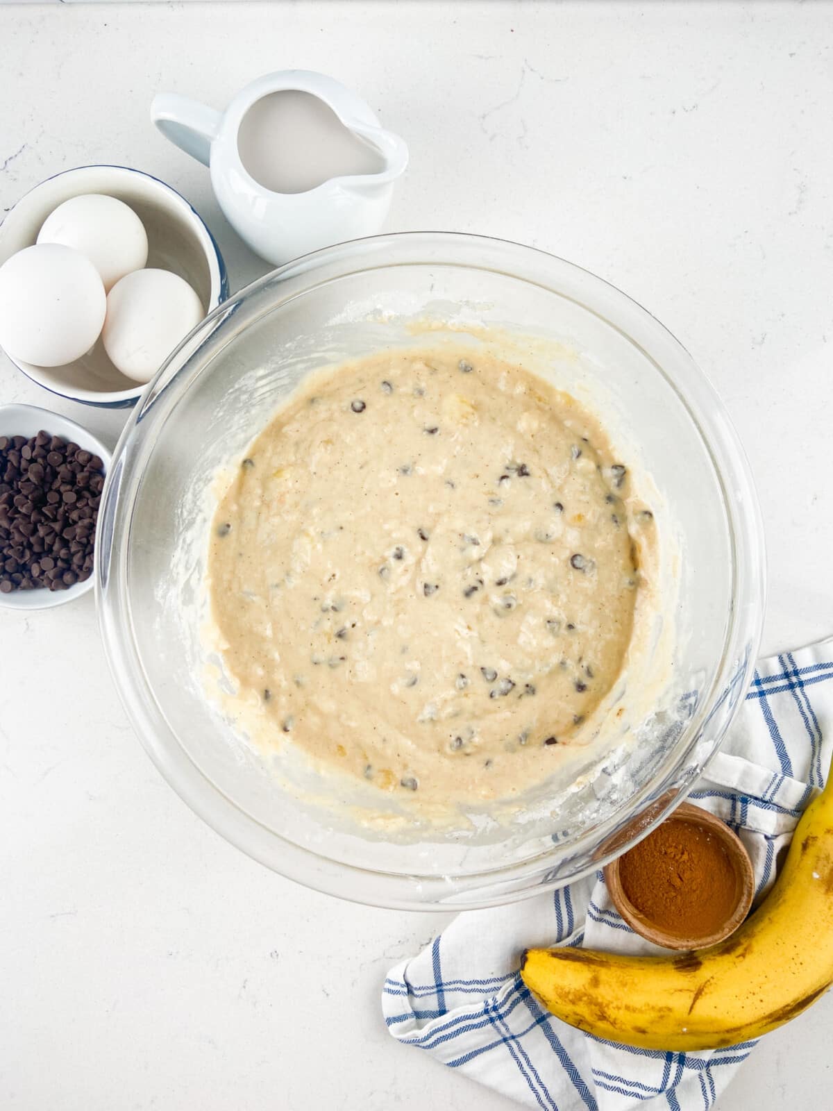 batter in clear bowl with ingredients around