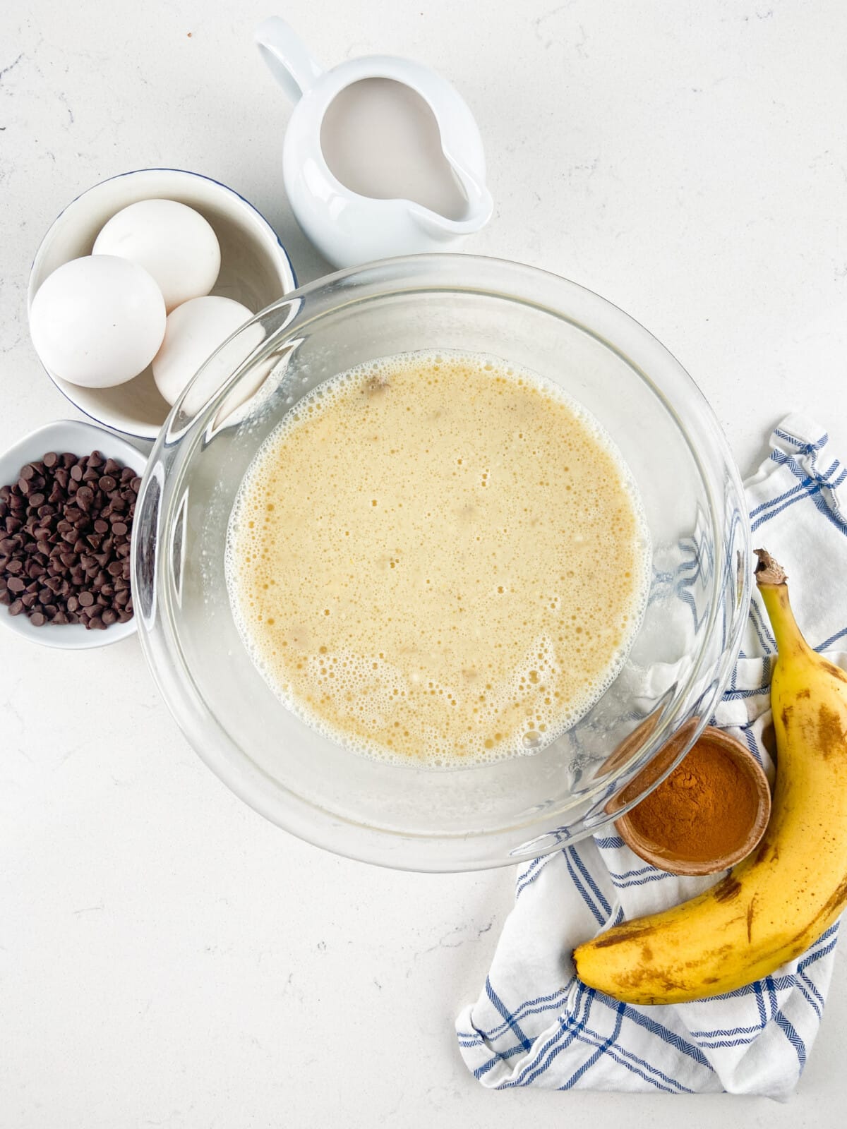 wet ingredients in clear bowl