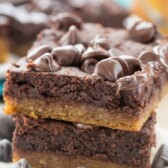 Two pumpkin brookies with chocolate chips