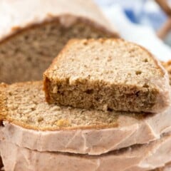 Slices of pumpkin spice banana bread slices