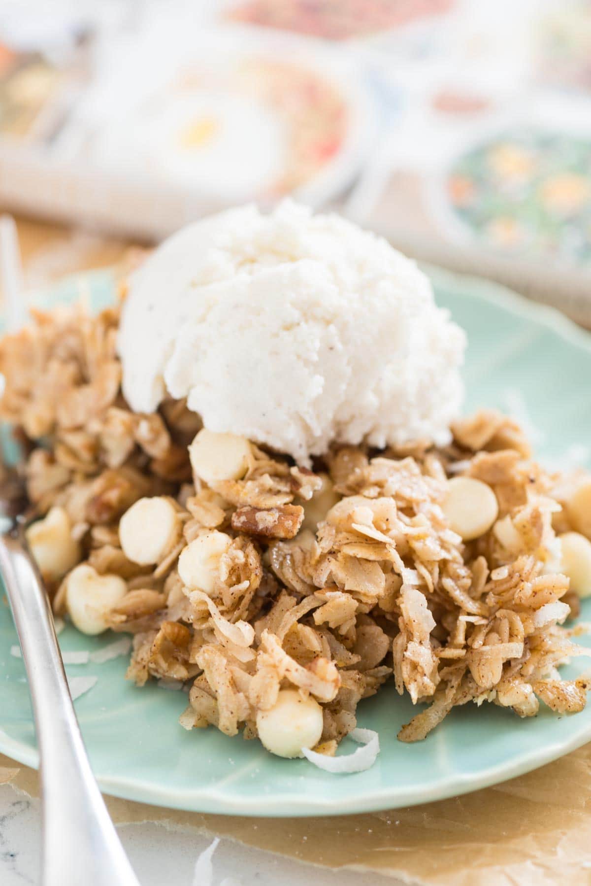 Easy Coconut Lover's Pumpkin Spice Oatmeal Bars - this simple dessert recipe is perfect with ice cream! It's got no flour and is FULL of pumpkin pie spice!