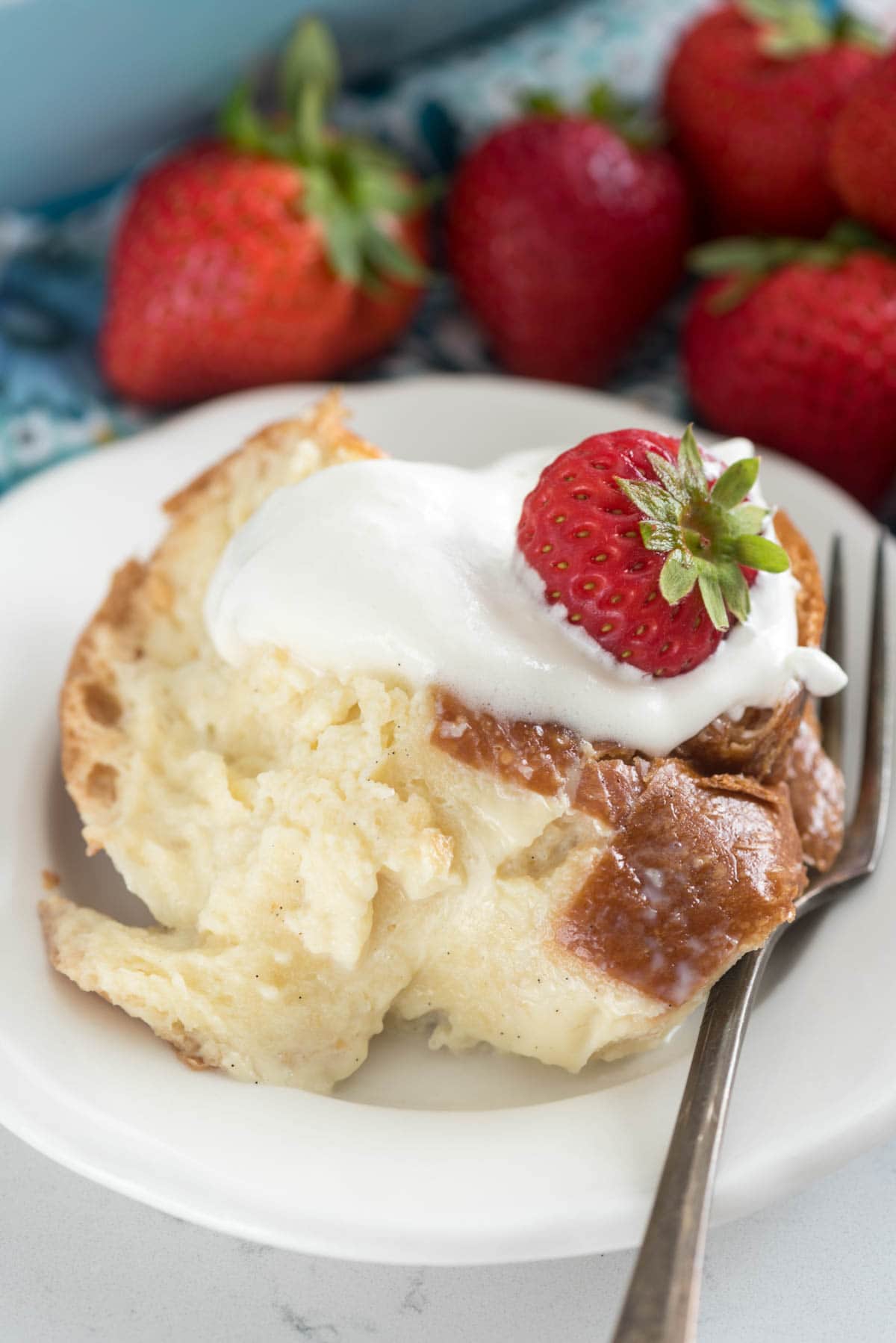 Tres Leches French Toast Casserole - this easy breakfast or brunch recipe coats Challah bread with a tres leeches mixture before and after baking!