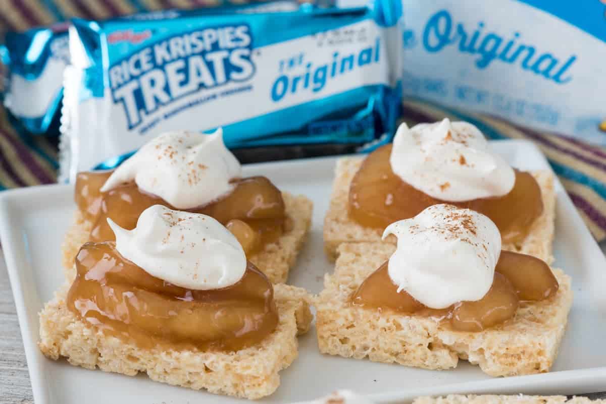 Rice Krispies Treats Easy Apple Pies on a white plate