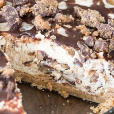 peanut butter pie with slice missing