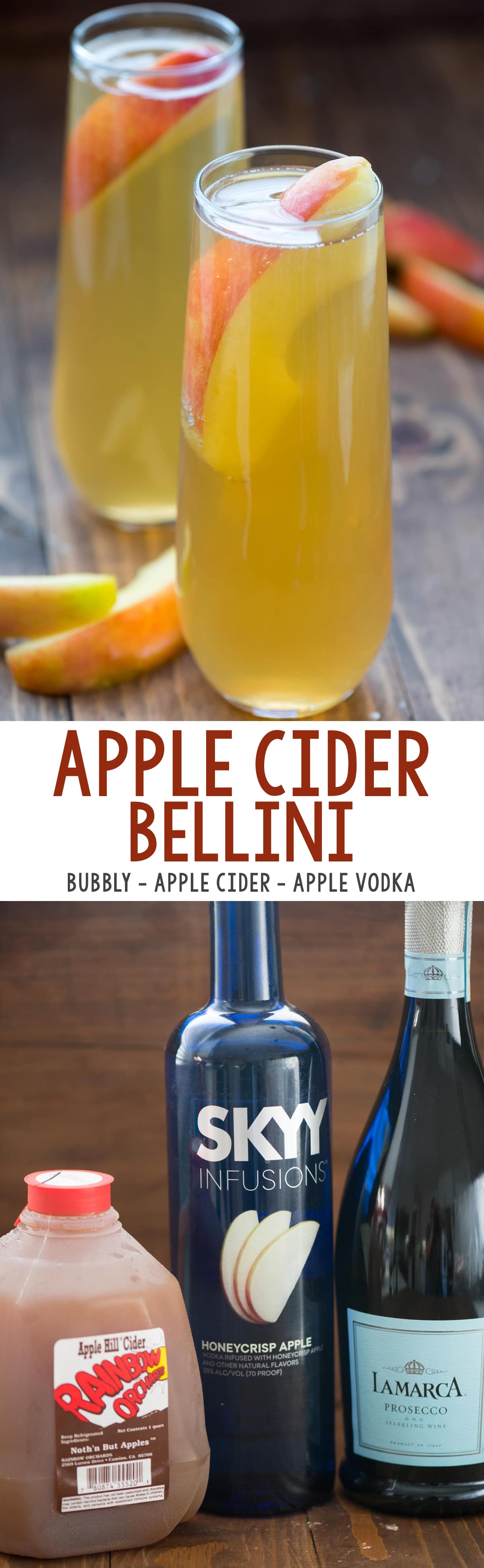 Apple Cider Bellini - only 3 easy ingredients to the perfect fall cocktail!