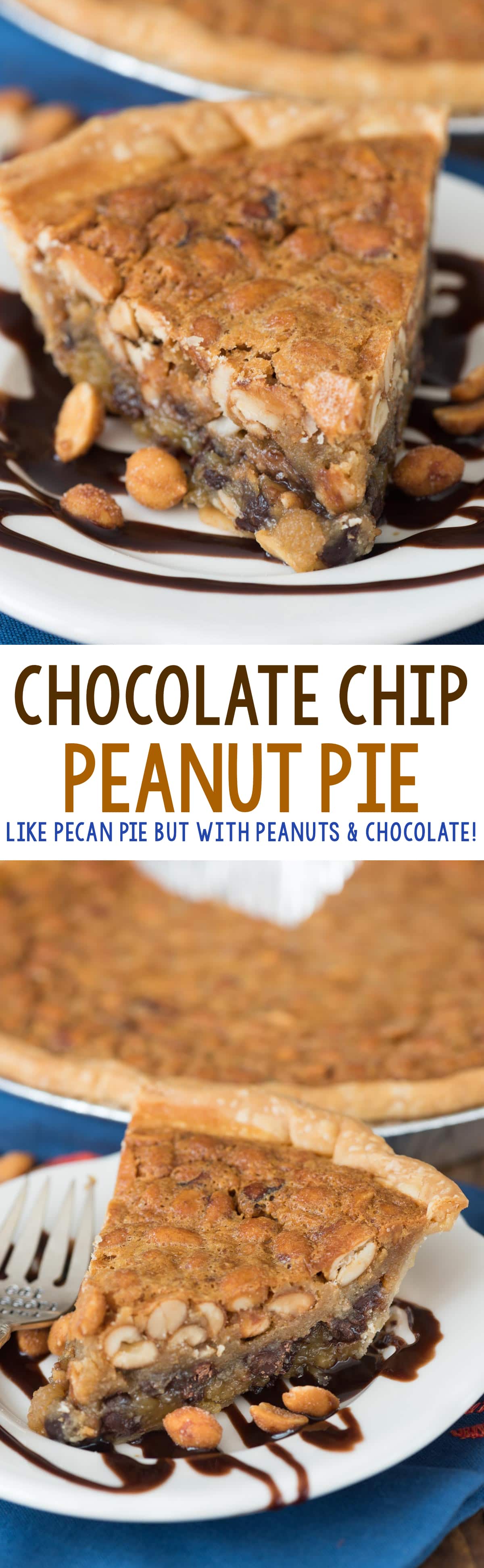 Chocolate Peanut Pie - this EASY pie recipe is full of peanut butter and chocolate with a gooey sweet center. Everyone loved this pie!