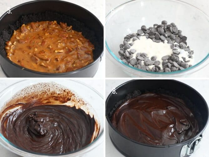 how to make chocolate ganache pie collage photo