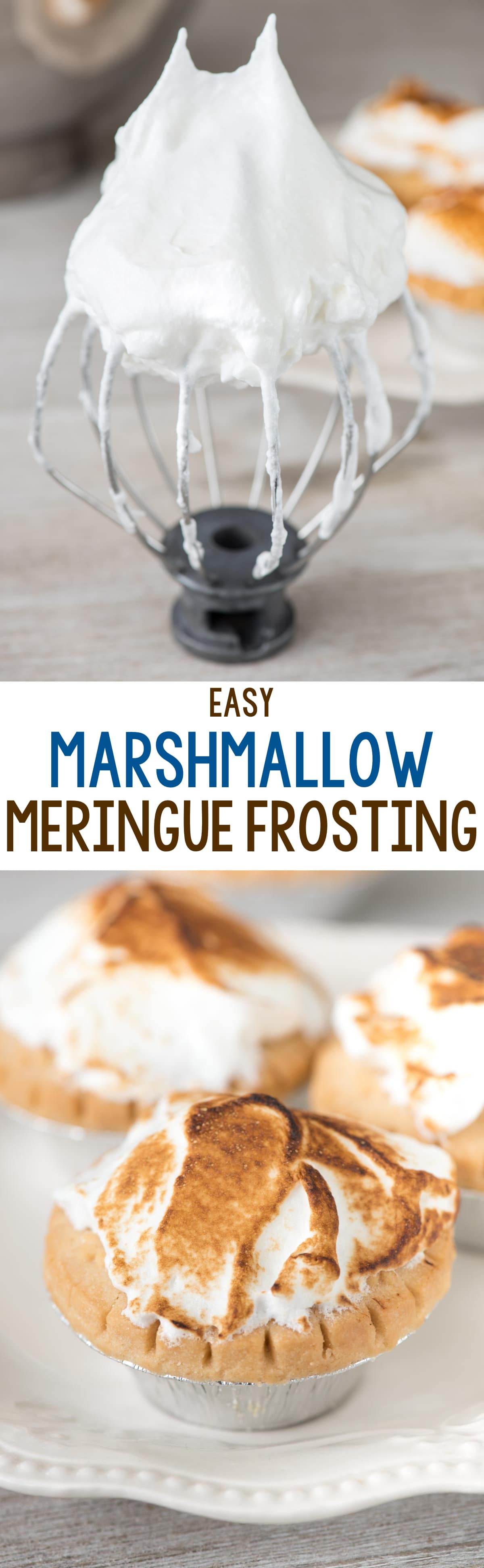 easy-Easy Marshmallow Meringue Frosting - this meringue tastes like a melted marshmallow and is the perfect way to dress up pies, cupcakes, and brownies!-meringue-frosting